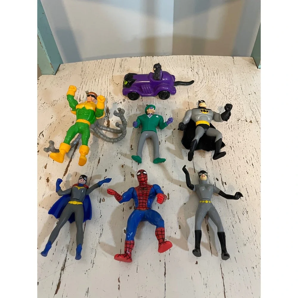 Vintage DC Marvel Action Figure Lot Batman Spider-Man Batgirl‎ Riddler 90s Toys